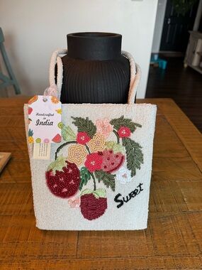 Handcrafted In India Strawberry Sweet Beaded Shoulder Bag